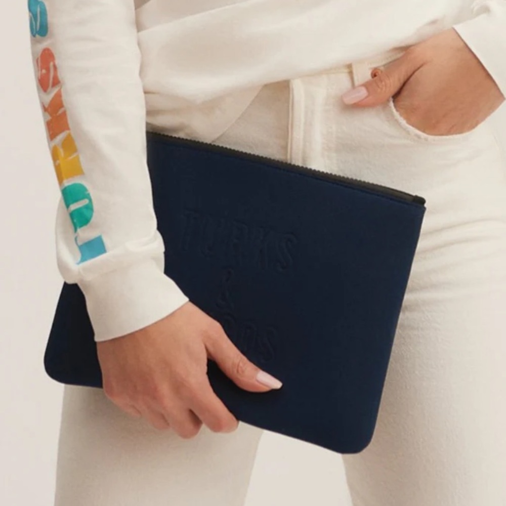 NIP -CRU Okaicos Blue Neoprene Pouch -Cru La Plage Nantucket - Picture 3 of 11